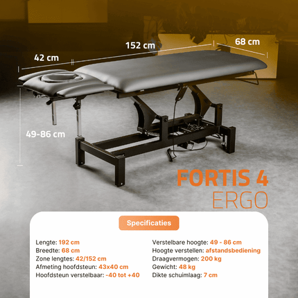 HABYS Elektrische Massagetafel Fortis 4 Grijs