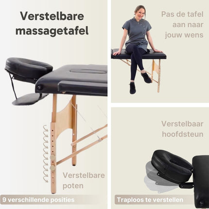 ZenGrowth Inklapbare Massagetafel Economy Flat Zwart