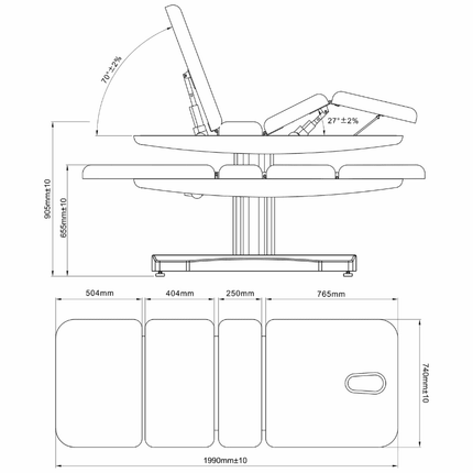 HABYS Elektrische Massagetafel Libra 4 Créme (Verwarmend)