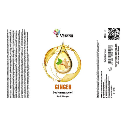 Verana Massageolie Gember - 100% Natuurlijk - 1L