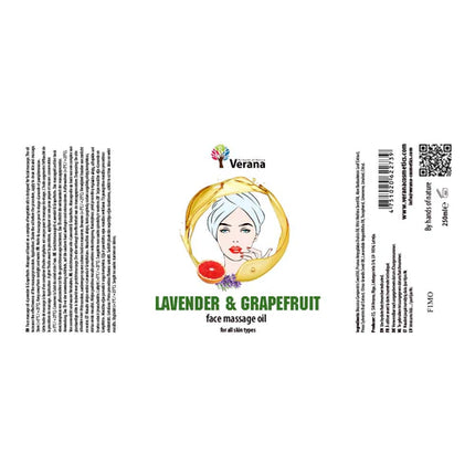 Verana Gezichtsmassageolie - Lavendel Grapefruit - 100% Natuurlijk - 250ml