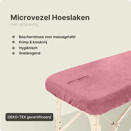 ZenGrowth Microvezel hoeslaken massagetafel met uitsparing - Roze