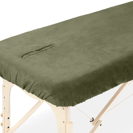 ZenGrowth Microvezel hoeslaken massagetafel met uitsparing - Olijfgroen donker