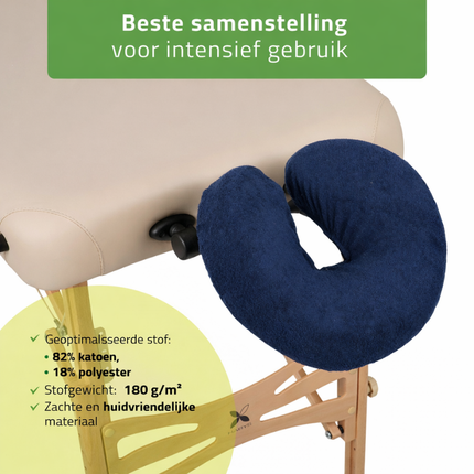 Badstof hoofdsteunhoes voor massagetafel - Navy Blauw