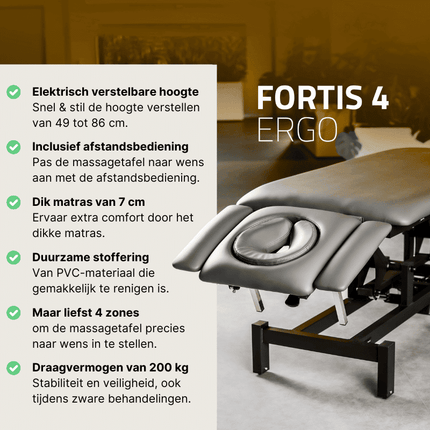 HABYS Elektrische Massagetafel Fortis 4 Grijs