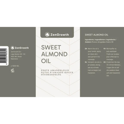 ZenGrowth Zoete Amandeolie 100% Natuurlijk 1l