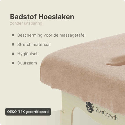 Badstof Hoeslaken Massagetafel met Uitsparing Lichtbruin