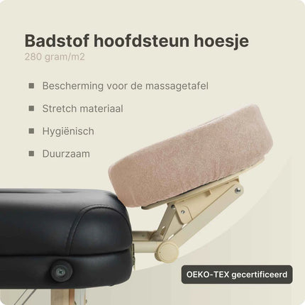 Badstof hoofdsteunhoes massagetafel - Lichtbruin