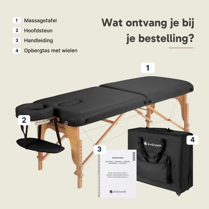 ZenGrowth Inklapbare Massagetafel Gavia Zwart
