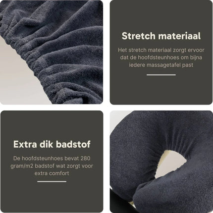 Badstof hoofdsteunhoes massagetafel - Grijs