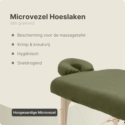ZenGrowth Microvezel Hoeslakenset Massagetafel Olijfgroen donker