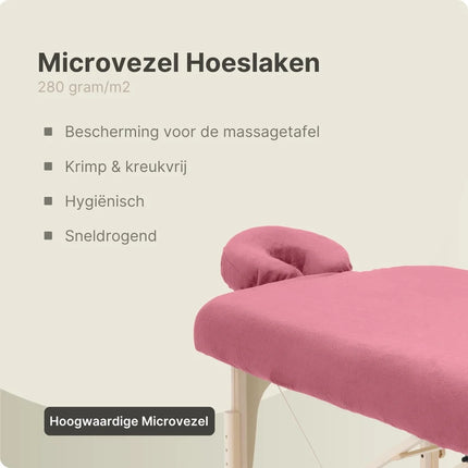 ZenGrowth Microvezel Hoeslakenset Massagetafel Roze