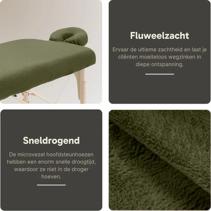 ZenGrowth Microvezel Hoeslakenset Massagetafel Olijfgroen donker