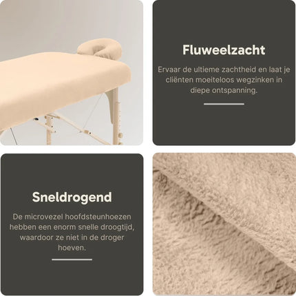 ZenGrowth Microvezel Hoeslakenset Massagetafel Zandbeige