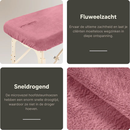 ZenGrowth Microvezel hoeslaken massagetafel met uitsparing - Roze