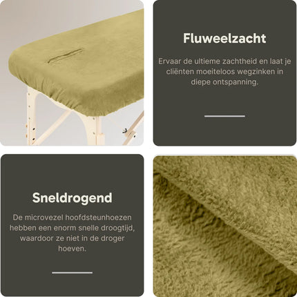 ZenGrowth Microvezel hoeslaken massagetafel met uitsparing - Olijfgroen licht