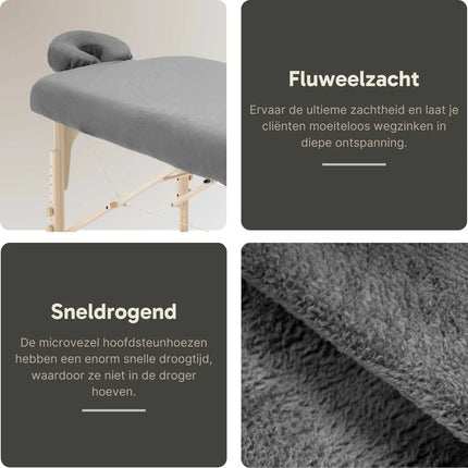 ZenGrowth Microvezel Hoeslakenset Massagetafel Grijs