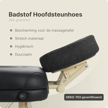 Badstof hoofdsteunhoes massagetafel - Zwart