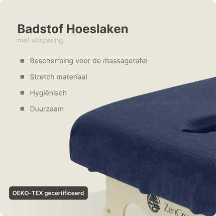 Badstof Hoeslaken Massagetafel met Uitsparing Marineblauw