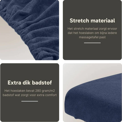 Badstof Hoeslaken Massagetafel met Uitsparing Marineblauw