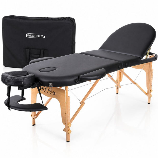 RESTPRO Inklapbare massagetafel Classic Oval 3 Zwart
