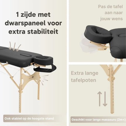 ZenGrowth Inklapbare Massagetafel Belverde Zwart 76 cm
