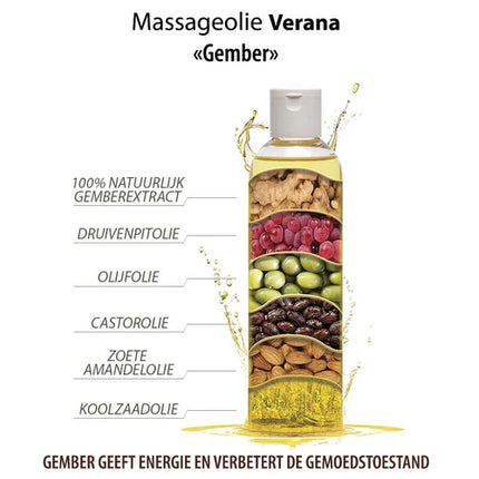 Verana Massageolie Gember - 100% Natuurlijk - 1L