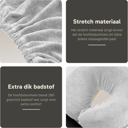 Badstof hoofdsteunhoes massagetafel - Wit