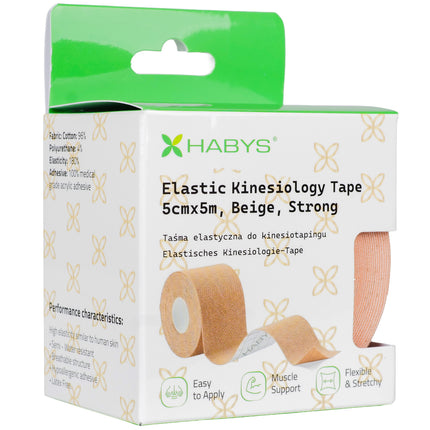 Kinesiotape 5 cm x 5 m – Sterke Kleefkracht – Beige