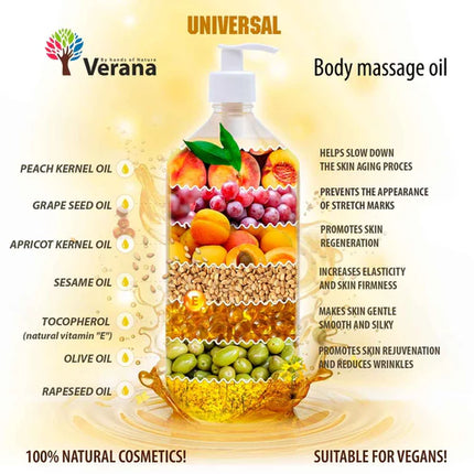Verana Massageolie Universeel - 100% Natuurlijk - 1L
